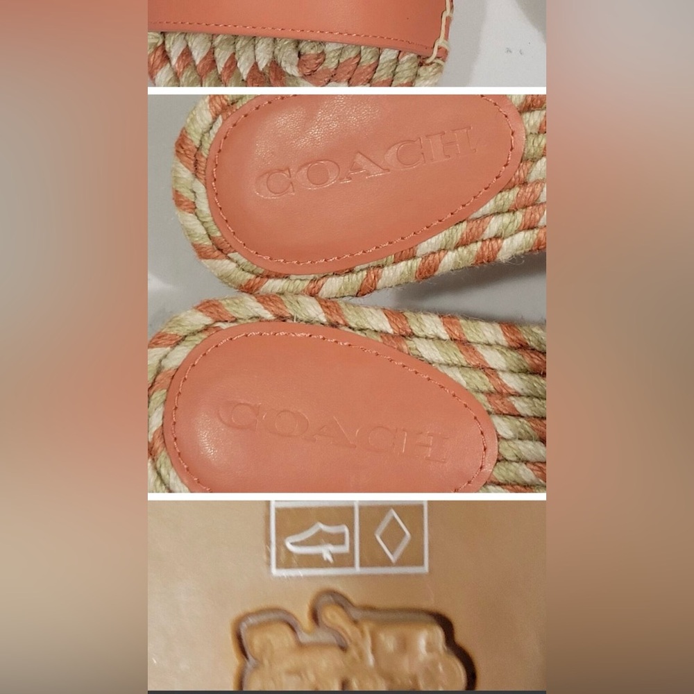 Coach Women's Coral and Tan Slide Sandals - Picture 7 of 8